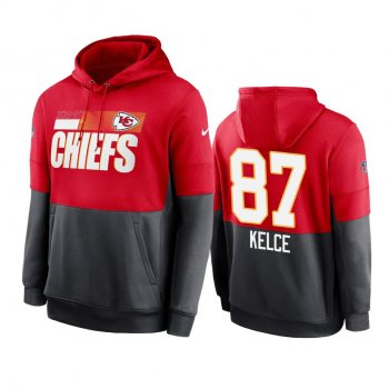 Kansas City Chiefs Travis Kelce Red Charcoal Sideline Impact Lockup Performance Hoodie