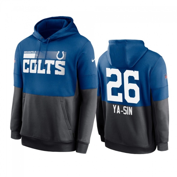 Indianapolis Colts Rock Ya-Sin Royal Charcoal Sideline Impact Lockup Performance Hoodie