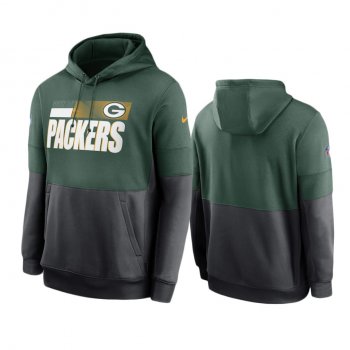 Green Bay Packers Green Charcoal Sideline Impact Lockup Performance Pullover Hoodie