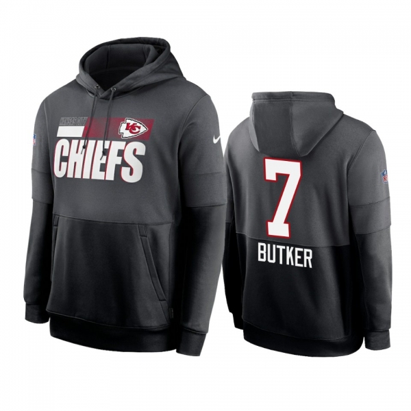 Kansas City Chiefs Harrison Butker Charcoal Black Sideline Impact Lockup Performance Hoodie