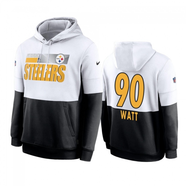 Pittsburgh Steelers T.J. Watt White Black Sideline Impact Lockup Performance Hoodie