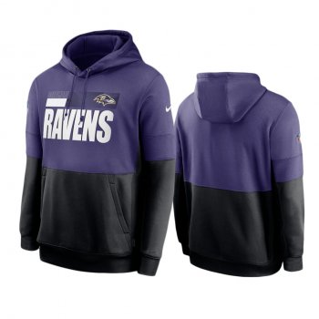 Baltimore Ravens Purple Black Sideline Impact Lockup Performance Pullover Hoodie