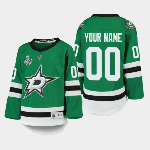 Youth Dallas Stars Custom #00 2020 Stanley Cup Final Home Replica Player Jersey Kelly Green