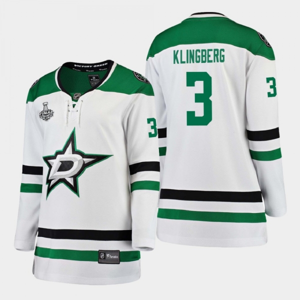 Women's Dallas Stars John Klingberg #3 2020 Stanley Cup Final Away Breakaway Player Jersey - White