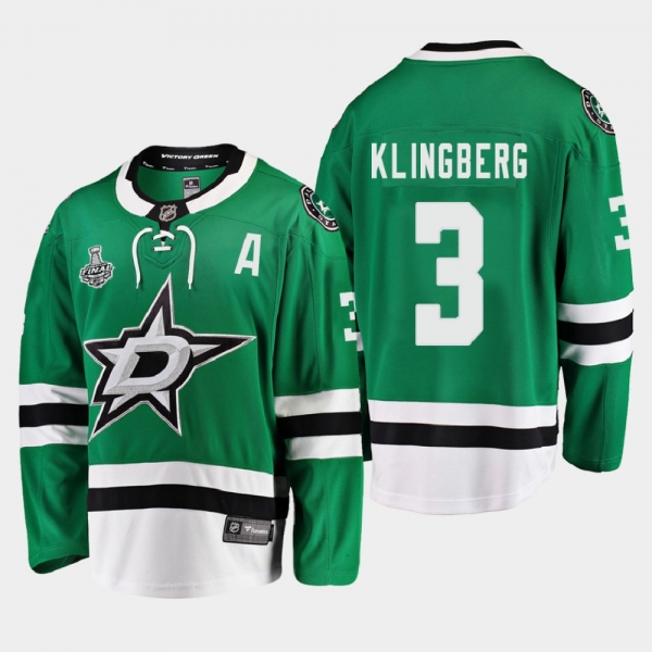 Men's Dallas Stars John Klingberg #3 2020 Stanley Cup Final Home Breakaway Player Green Jersey