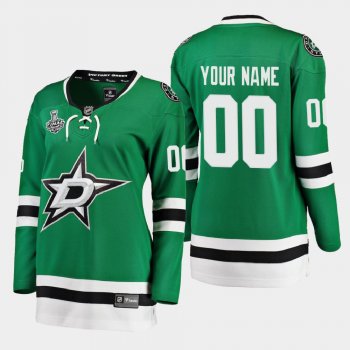 Women's Dallas Stars Custom #00 2020 Stanley Cup Final Home Breakaway Player Jersey - Green