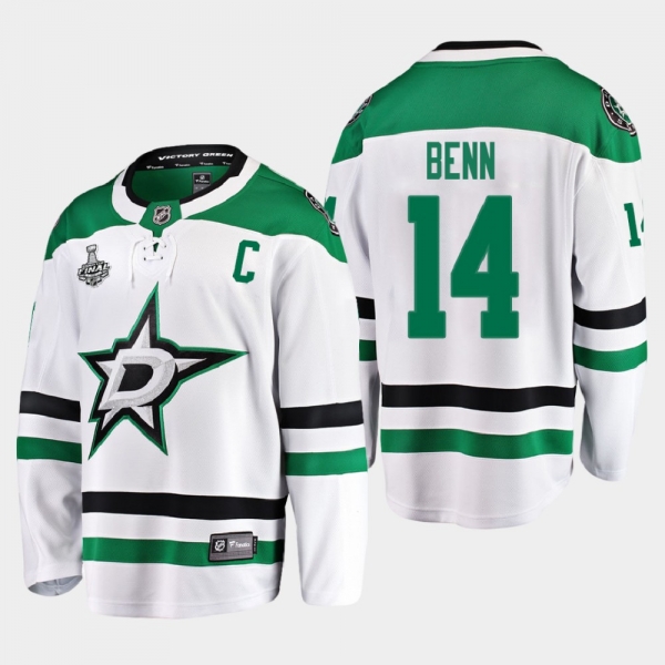 Men's Dallas Stars Jamie Benn #14 2020 Stanley Cup Final Away Breakaway Player White Jersey