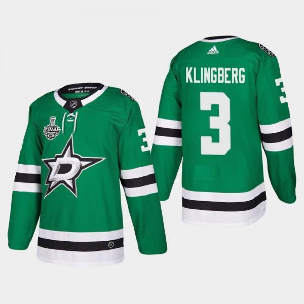 Dallas Stars John Klingberg #3 2020 Stanley Cup Final Kelly Green Authentic Patch Jersey