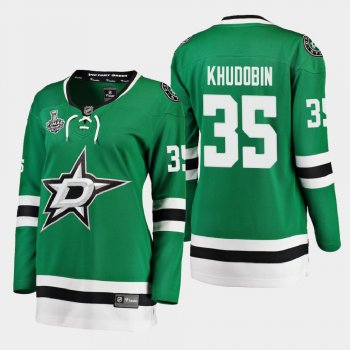 Women's Dallas Stars Anton Khudobin #35 2020 Stanley Cup Final Home Breakaway Player Jersey - Green