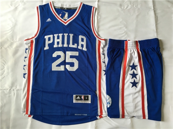 76ers 25 Ben Simmons Blue Swingman Jersey(With Shorts)