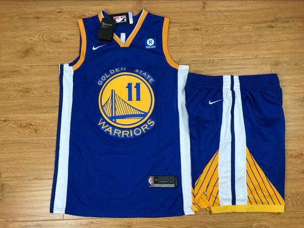 Warriors 11 Klay Thompson Blue Nike Swingman Jersey(With Shorts)