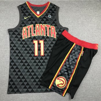 Hawks 11 Trae Young Black Nike Swingman Jersey(With Shorts)