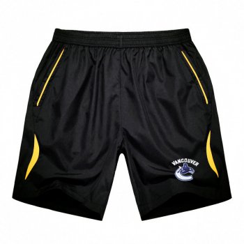 Men's Vancouver Canucks Black Gold Stripe Hockey Shorts