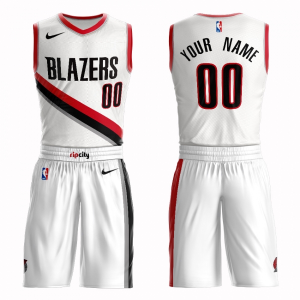 Blazers White Men's Customized Nike Swingman Jersey(With Shorts)