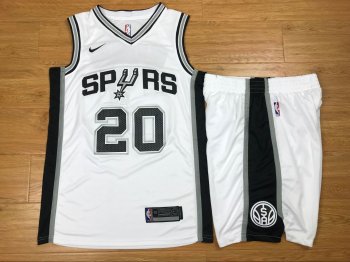 Spurs 20 Manu Ginobili White Nike Swingman Jersey(With Shorts)