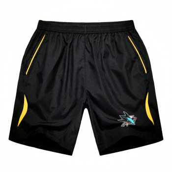 Men's San Jose Sharks Black Gold Stripe Hockey Shorts