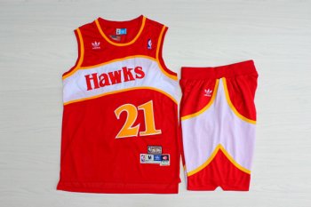 Hawks 21 Dominique Wilkins Red Hardwood Classics Jersey(With Shorts)