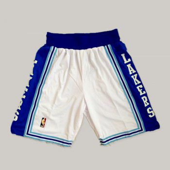 Lakers White Throwback Shorts