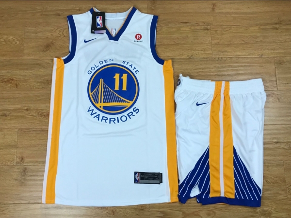 Warriors 11 Klay Thompson White Nike Swingman Jersey(With Shorts)