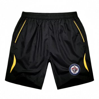 Men's Winnipeg Jets Black Gold Stripe Hockey Shorts