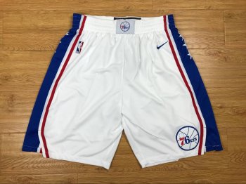 76ers White Nike Authentic Shorts