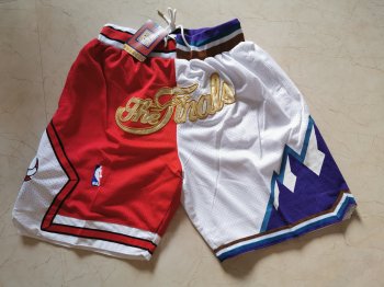 Bulls And Jazz Split White Just Don Throwback Mesh Shorts