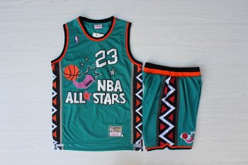 Bulls 23 Michael Jordan Teal 1996 All-Star Jersey(With Shorts)