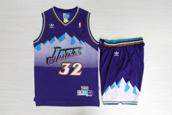 Jazz 32 Karl Malone Purple Hardwood Classics Jersey(With Shorts)