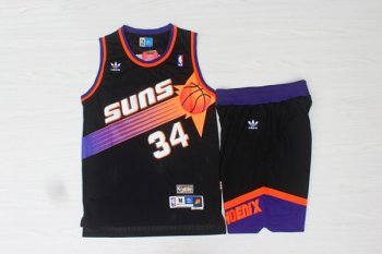 Suns 34 Charles Barkley Black Hardwood Classics Jersey(With Shorts)