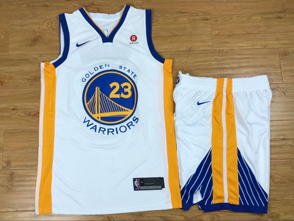 Warriors 23 Draymond Green White Nike Swingman Jersey(With Shorts)