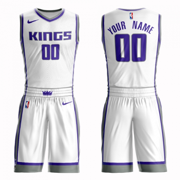 Kings White Men's Customized Nike Swingman Jersey(With Shorts)