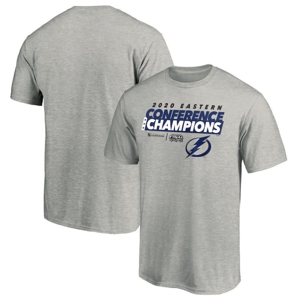 Men's Tampa Bay Lightning Fanatics Branded Gray 2020 Eastern Conference Champions Locker Room Taped Up T-Shirt