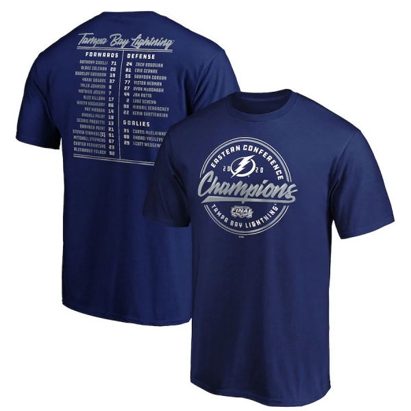 Men's Tampa Bay Lightning Fanatics Branded Blue 2020 Eastern Conference Champions Pivot Roster T-Shirt