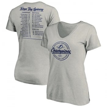 Women's Tampa Bay Lightning Fanatics Branded Gray 2020 Eastern Conference Champions Pivot Roster V-Neck T-Shirt