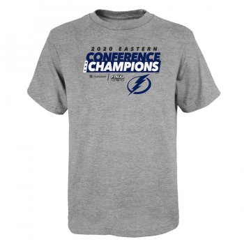 Youth Tampa Bay Lightning Heather Gray 2020 Eastern Conference Champions Locker Room Taped Up T-Shirt