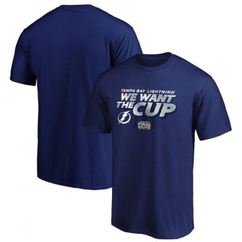 Men's Tampa Bay Lightning Fanatics Branded Royal 2020 Stanley Cup Final Bound We Want the Cup T-Shirt