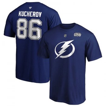 Men's Tampa Bay Lightning Nikita Kucherov Fanatics Branded Blue 2020 Stanley Cup Final Bound Authentic Stack Name & Number T-Shirt