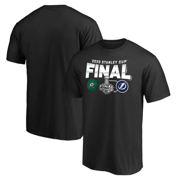 Men's Dallas Stars vs. Tampa Bay Lightning Fanatics Branded Black 2020 Stanley Cup Final Matchup Light the Lamp T-Shirt