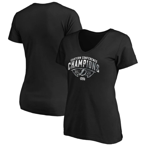 Women's Tampa Bay Lightning Fanatics Branded Black 2020 Eastern Conference Champions Winter Storm V-Neck T-Shirt