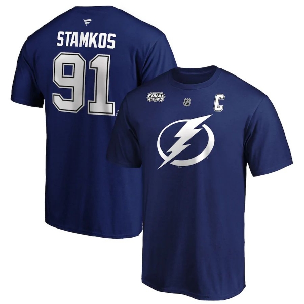 Men's Tampa Bay Lightning Steven Stamkos Fanatics Branded Blue 2020 Stanley Cup Final Bound Authentic Stack Name & Number T-Shirt