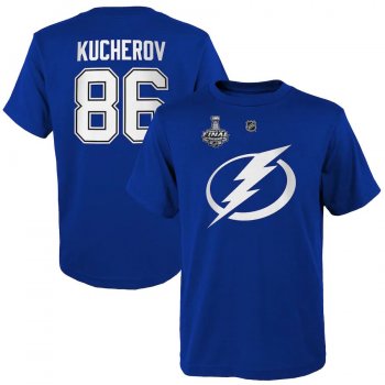 Youth Tampa Bay Lightning Nikita Kucherov Royal 2020 Stanley Cup Final Bound Authentic Stack Name & Number T-Shirt