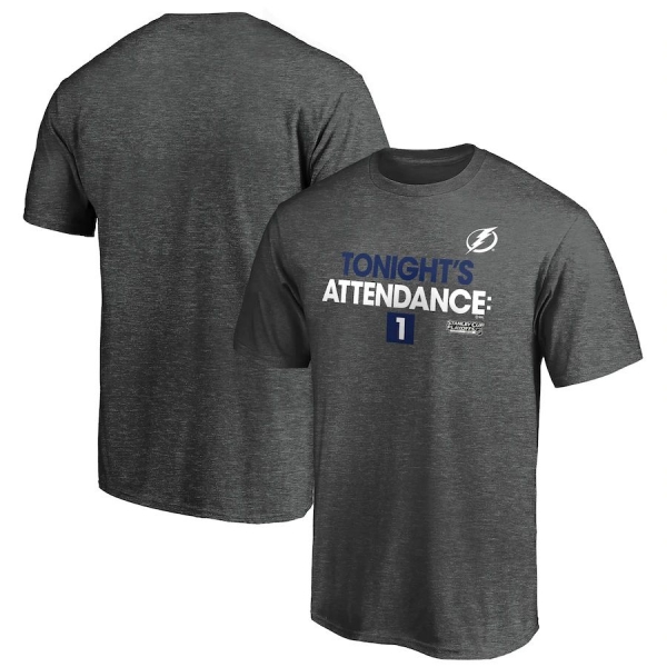 Men's Tampa Bay Lightning Fanatics Branded Charcoal 2020 Stanley Cup Playoffs Bound Tonight's Attendance T-Shirt