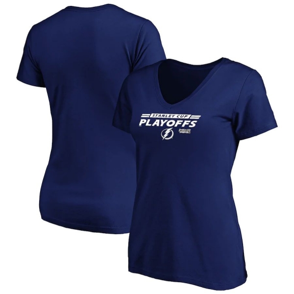 Women's Tampa Bay Lightning Fanatics Branded Royal 2020 Stanley Cup Playoffs Bound Top Cheddar V-Neck T-Shirt