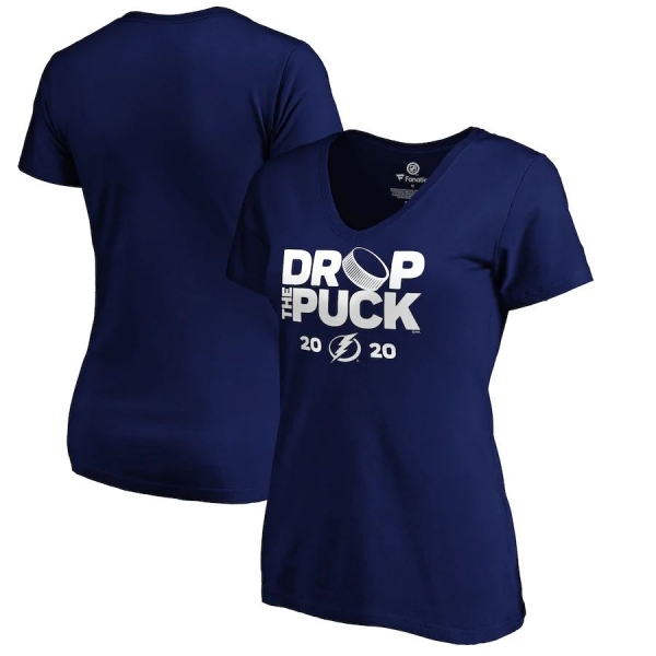 Women's Tampa Bay Lightning Fanatics Branded Royal Drop the Puck V-Neck T-Shirt