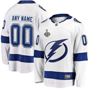 Men's Tampa Bay Lightning Fanatics Branded White 2020 Stanley Cup Final Bound Away Custom Breakaway Jersey