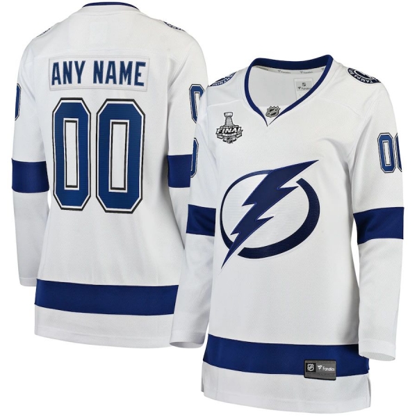 Women's Tampa Bay Lightning Fanatics Branded White 2020 Stanley Cup Final Bound Away Custom Breakaway Jersey