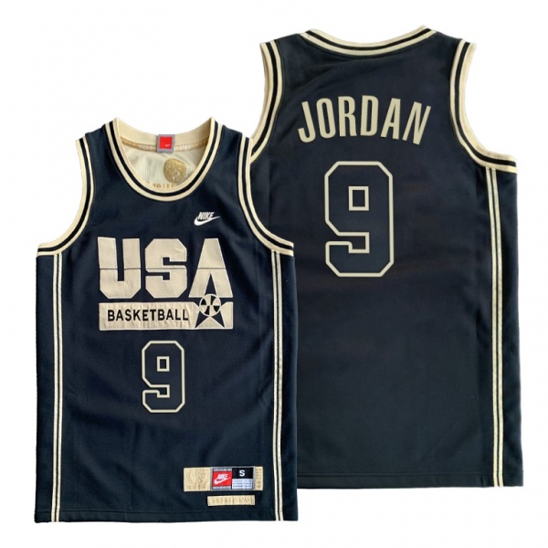 USA Michael Jordan Black 1992 Olympics Basketball Golden Limited Edition Jersey