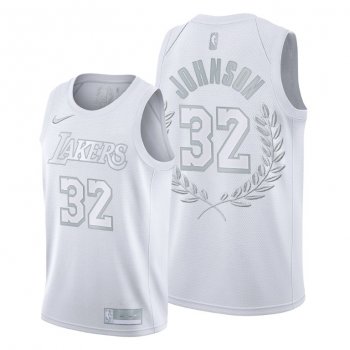 Magic Johnson #32 Platinum Limited Lakers Glory Retired White Jersey