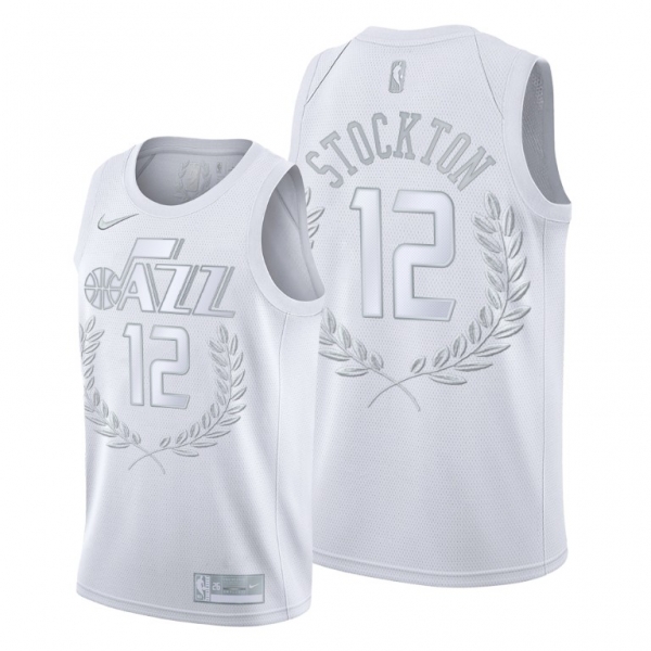 Utah Jazz John Stockton #12 Throwback Retired Glory Limited Platinum jersey