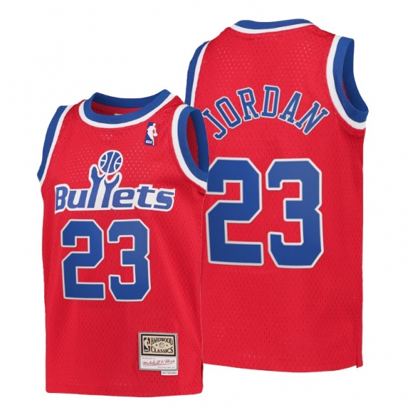 Youth Washington Bullets Michael Jordan Throwback Red Jersey